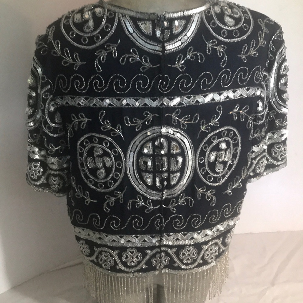 “A. J. BARI” Beaded, Sequined and Silk Ladies Top - Picture 7 of 15